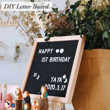 Load image into Gallery viewer, Wooden Felt Letters Board Cork Oak Message Board Photo Frame Ornaments Children Room Playboard Wall Decor
