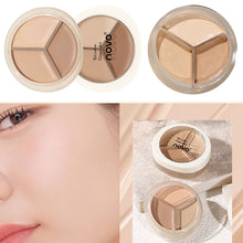 Load image into Gallery viewer, Round Tri-color Concealer Cover Dark Circles Acne Marks Facial Spots Brighten Concealer Plate Concealer Repair Foundation Cream
