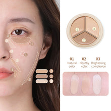 Load image into Gallery viewer, Round Tri-color Concealer Cover Dark Circles Acne Marks Facial Spots Brighten Concealer Plate Concealer Repair Foundation Cream
