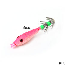 Load image into Gallery viewer, 5Pcs Fishing Lure Luminous Squid Soft Fake Lures Baits Noctilucent Octopus Hook Jigs Pesca Fishing Tackle Set Glow in Dark
