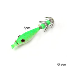 Load image into Gallery viewer, 5Pcs Fishing Lure Luminous Squid Soft Fake Lures Baits Noctilucent Octopus Hook Jigs Pesca Fishing Tackle Set Glow in Dark
