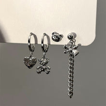 Load image into Gallery viewer, 4pcs/set Creative Earrings Set Cherry Bear Love Pendant Alloy Earrings Niche Personalized Ear Studs Jewelry Accessories
