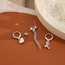 Load image into Gallery viewer, 4pcs/set Creative Earrings Set Cherry Bear Love Pendant Alloy Earrings Niche Personalized Ear Studs Jewelry Accessories

