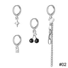 Load image into Gallery viewer, 4pcs/set Creative Earrings Set Cherry Bear Love Pendant Alloy Earrings Niche Personalized Ear Studs Jewelry Accessories
