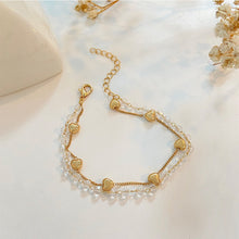 Load image into Gallery viewer, Double Layered Love Bracelet Fashion Temperamental Transparent Crystal Alloy Bracelet Hand Jewelry Accessory
