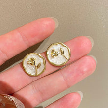 Load image into Gallery viewer, Dripping Oil Flower Earrings Temperamental Niche Alloy Flower Ear Studs Earrings Jewelry Accessories for Women
