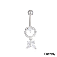 Load image into Gallery viewer, Fashion Zircon Inlaid Navel Nail Creative Spider Butterfly Belly Button Ring Stainless Steel Navel Piercing Jewelry
