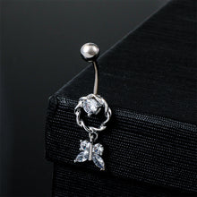 Load image into Gallery viewer, Fashion Zircon Inlaid Navel Nail Creative Spider Butterfly Belly Button Ring Stainless Steel Navel Piercing Jewelry
