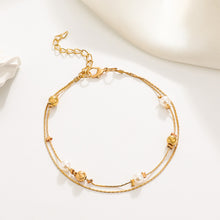 Load image into Gallery viewer, Double Layer Pearl Anklet Fashion Creative Alloy Ankle Chain Beaded Foot Jewelry Accessory for Women
