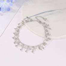 Load image into Gallery viewer, Alloy Rhinestone Tassel Anklet Fashion Gold Silver Beach Ankle Chain Foot Jewelry Accessory for Women
