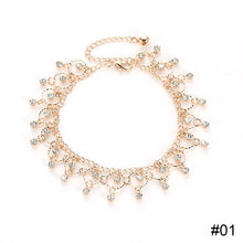 Load image into Gallery viewer, Alloy Rhinestone Tassel Anklet Fashion Gold Silver Beach Ankle Chain Foot Jewelry Accessory for Women
