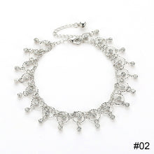 Load image into Gallery viewer, Alloy Rhinestone Tassel Anklet Fashion Gold Silver Beach Ankle Chain Foot Jewelry Accessory for Women
