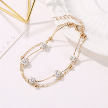 Load image into Gallery viewer, Fashion Double Layer Anklet Simple Alloy Diamond Ball Crystal Ankle Chain Multilayered Foot Jewelry
