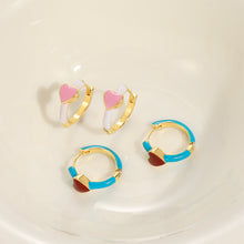 Load image into Gallery viewer, Colorful Oil Dropping Heart Earrings Fashion Niche Alloy Ear Studs Earrings Jewelry Accessories for Women
