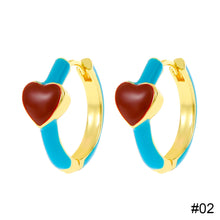 Load image into Gallery viewer, Colorful Oil Dropping Heart Earrings Fashion Niche Alloy Ear Studs Earrings Jewelry Accessories for Women
