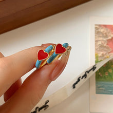 Load image into Gallery viewer, Colorful Oil Dropping Heart Earrings Fashion Niche Alloy Ear Studs Earrings Jewelry Accessories for Women
