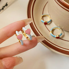 Load image into Gallery viewer, Colorful Oil Dropping Heart Earrings Fashion Niche Alloy Ear Studs Earrings Jewelry Accessories for Women
