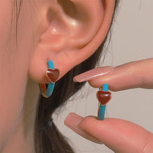 Load image into Gallery viewer, Colorful Oil Dropping Heart Earrings Fashion Niche Alloy Ear Studs Earrings Jewelry Accessories for Women
