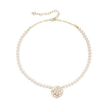 Load image into Gallery viewer, Camellia Flower Pearl Necklace Simple Temperamental Flower Pearl Necklace Clavicle Chain Jewelry Accessory
