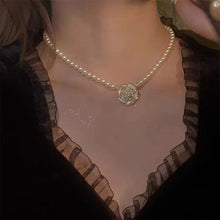 Load image into Gallery viewer, Camellia Flower Pearl Necklace Simple Temperamental Flower Pearl Necklace Clavicle Chain Jewelry Accessory
