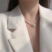 Load image into Gallery viewer, Camellia Flower Pearl Necklace Simple Temperamental Flower Pearl Necklace Clavicle Chain Jewelry Accessory
