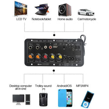 Load image into Gallery viewer, Bluetooth Digital Stereo Amplifier Board AC 220V 12v 24v Subwoofer Dual Microphone Amplifiers For 8-12 Inch Speaker
