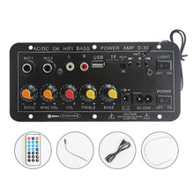 Load image into Gallery viewer, Bluetooth Digital Stereo Amplifier Board AC 220V 12v 24v Subwoofer Dual Microphone Amplifiers For 8-12 Inch Speaker
