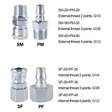 Load image into Gallery viewer, Pneumatic Fittings Air Compressor Hose Quick Coupler Plug Socket Connector SP20/30/40,PP10/20/30/40,SM10/20/30/40,PM20,SH20,PH20,SF20,PF20
