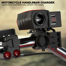 Load image into Gallery viewer, Motorcycle Handlebar Charger Dual USB Port Cigarette Lighter Socket Digital Display Voltage Adapter Power Supply Charge
