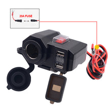 Load image into Gallery viewer, Motorcycle Handlebar Charger Dual USB Port Cigarette Lighter Socket Digital Display Voltage Adapter Power Supply Charge
