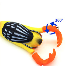 Load image into Gallery viewer, Surface System Floating Propeller Rotating Simulation Duck Fishing Bait 11G 9.5CM Rubber 3D Eyes Artificial Double Hook Bait Luya Soft Bait
