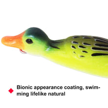 Load image into Gallery viewer, Surface System Floating Propeller Rotating Simulation Duck Fishing Bait 11G 9.5CM Rubber 3D Eyes Artificial Double Hook Bait Luya Soft Bait
