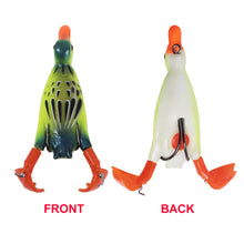 Load image into Gallery viewer, Surface System Floating Propeller Rotating Simulation Duck Fishing Bait 11G 9.5CM Rubber 3D Eyes Artificial Double Hook Bait Luya Soft Bait
