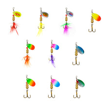 Load image into Gallery viewer, Composite Glitter Metal Hand Piece Three Hook Fishing Hook Mandarin Fish Salmon Colorful Bionic Luya Bait Fishing Accessories

