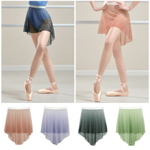 Load image into Gallery viewer, Irregular Gradient Gauze Skirt Adult Dance Elastic Waist Translucent Tutu Skirt Gymnastics Training Chiffon Gauze Practice Skirt
