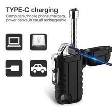 Load image into Gallery viewer, USB Lighter Outdoor Windproof Plasma Flameless Lighter Camping Waterproof Retractable Electric Double Arc Type-C Rechargeable
