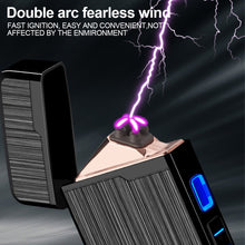 Load image into Gallery viewer, USB Rechargeable Lighter Men Electric Lighter Plasma Dual ARC Windproof Flameless Lighter For Gift Touch Sensor Lighter
