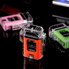Load image into Gallery viewer, USB Rechargeable Lighters Waterproof Lighter Windproof Lighter Electric Flashlight Transparent Plasma ARC Outdoor Camping Gift
