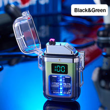 Load image into Gallery viewer, Camping Outdoor Waterproof Lighter USB Rechargeable Lighters Windproof Lighter Electric Flashlight Transparent Plasma ARC
