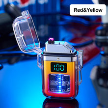 Load image into Gallery viewer, Camping Outdoor Waterproof Lighter USB Rechargeable Lighters Windproof Lighter Electric Flashlight Transparent Plasma ARC
