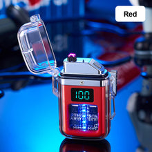 Load image into Gallery viewer, Camping Outdoor Waterproof Lighter USB Rechargeable Lighters Windproof Lighter Electric Flashlight Transparent Plasma ARC
