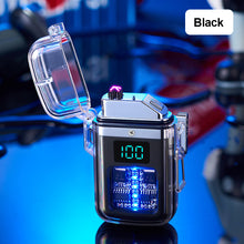 Load image into Gallery viewer, Camping Outdoor Waterproof Lighter USB Rechargeable Lighters Windproof Lighter Electric Flashlight Transparent Plasma ARC
