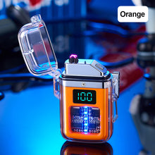 Load image into Gallery viewer, Camping Outdoor Waterproof Lighter USB Rechargeable Lighters Windproof Lighter Electric Flashlight Transparent Plasma ARC
