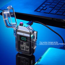 Load image into Gallery viewer, Camping Outdoor Waterproof Lighter USB Rechargeable Lighters Windproof Lighter Electric Flashlight Transparent Plasma ARC
