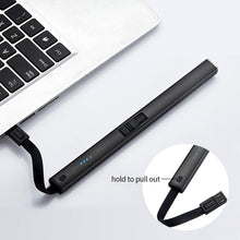 Load image into Gallery viewer, Rechargeable USB Electric Lighter Long Kitchen Gas Stove Lighter Windproof LED Plasma Arc Flameless Candle Outdoor Lighter
