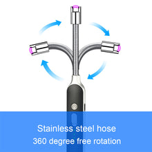 Load image into Gallery viewer, 360° USB Electric Rechargeable Kitchen Long Lighter Suitable for Stove Ignition Windproof LED Plasma Arc Flameless Lighter

