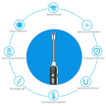 Load image into Gallery viewer, 360° USB Electric Rechargeable Kitchen Long Lighter Suitable for Stove Ignition Windproof LED Plasma Arc Flameless Lighter

