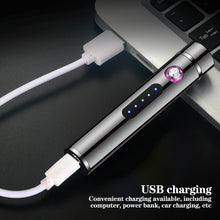 Load image into Gallery viewer, Men's Portable Dual Arc Plasma Charging USB Lighter Mini Metal Windproof Cylindrical Lighter
