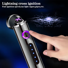 Load image into Gallery viewer, Men's Portable Dual Arc Plasma Charging USB Lighter Mini Metal Windproof Cylindrical Lighter
