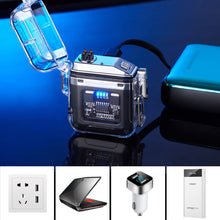 Load image into Gallery viewer, Outdoor Camping Waterproof Lighter Windproof Lighter Electric Flashlight Transparent Plasma ARC USB Rechargeable Lighters

